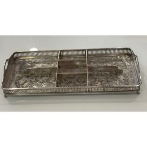 Wilcox Silverplate Footed Gallery Tray Removeable Dividers 1950 SP International